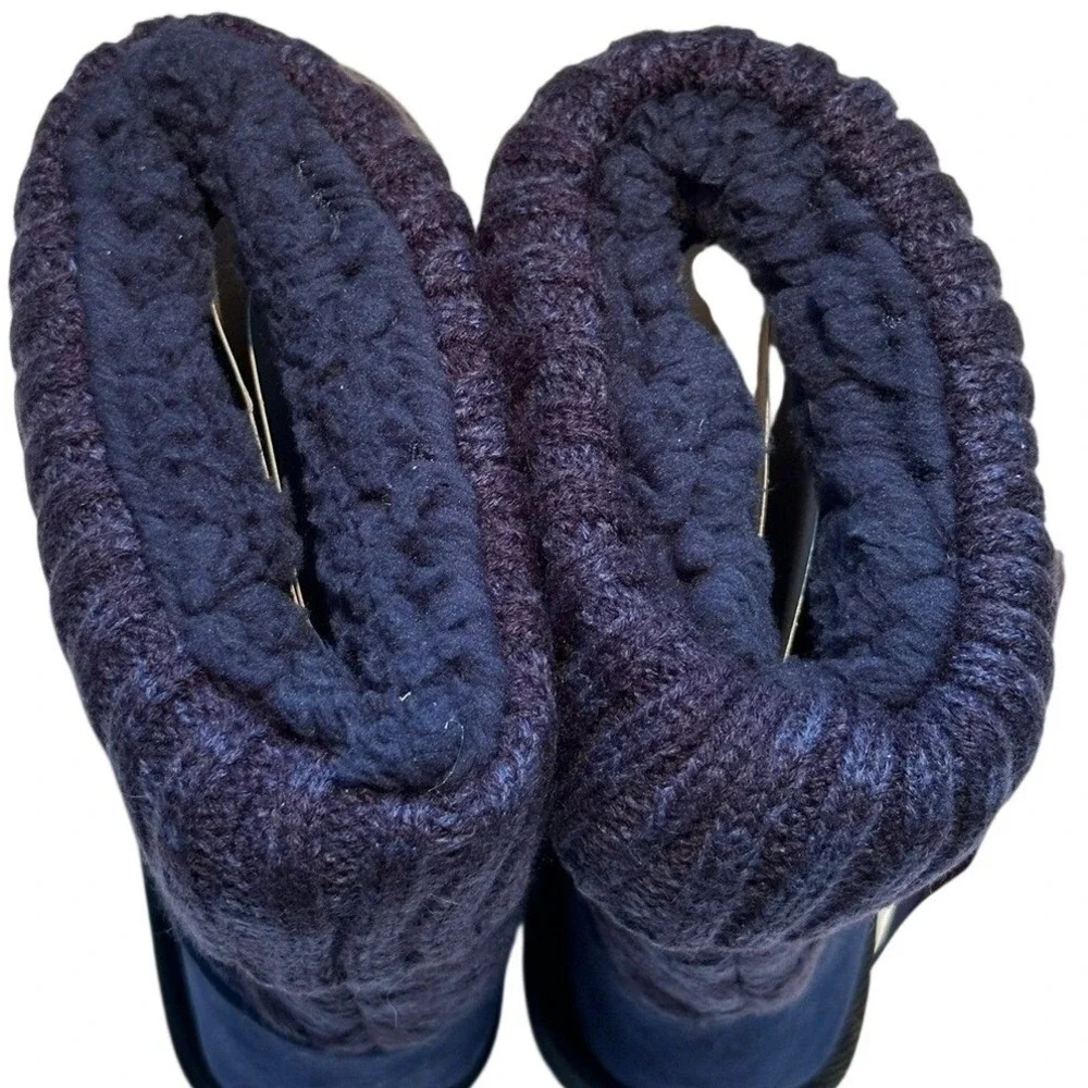 NWT Muk Luks Womens Knit Button Booties Navy‎ Black Cozy Slipper Boots Sz 7